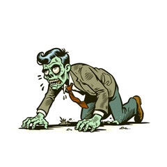 Fototapeta premium Cartoon zombie character isolated vector illustration