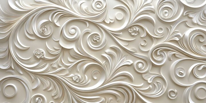 A nostalgic backdrop made of paper features swirling decorative patterns, evoking a sense of reminiscence and charm with its elegant ornaments.