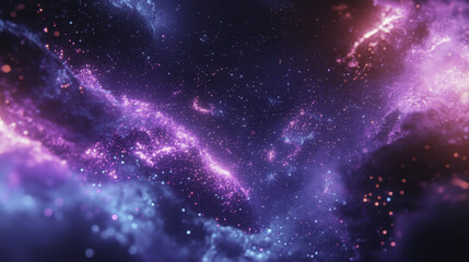 Naklejka premium Futuristic abstract cosmic background with vibrant purple hues and stars