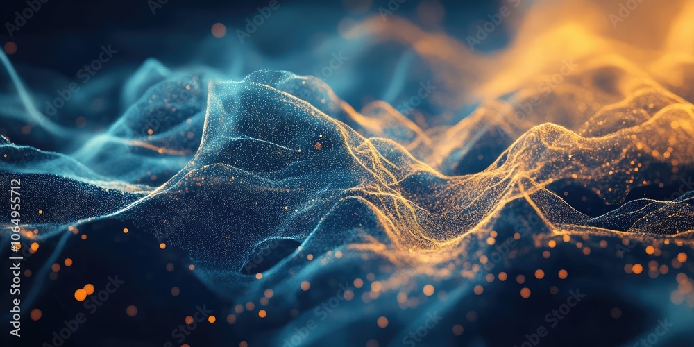 Leinwandbilder abstract representation featuring gleaming particles and flowing lines in animation style, showcasin