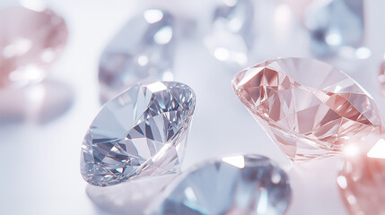 Fototapeta premium 3D clear diamonds of different colors and views