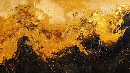 Golden Chaos captures an abstract representation of frustration, blending vibrant shades of gold with dynamic patterns. This artwork evokes a powerful emotional response with ample copy space.