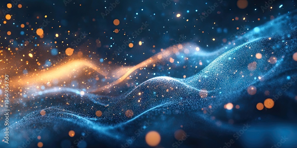Leinwandbilder abstract representation featuring gleaming particles and flowing lines in animation style, showcasin