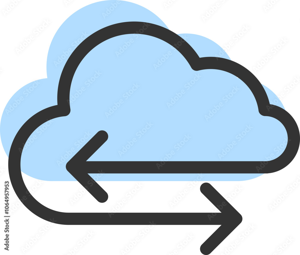 Poster cloud storage and data transfer vector icon. computing service and network related line icons. datab