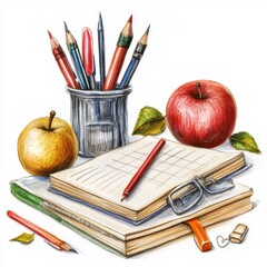 Naklejka premium School stuff on white background