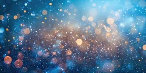 On a blue backdrop, there are blurred circular lights that create an abstract bokeh effect, adding a dreamy and artistic quality to the scene.