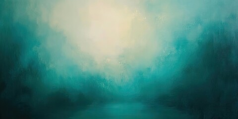 Obraz premium A gently blurred abstract backdrop in a soothing teal green hue creates a calm and serene atmosphere, enhancing the overall visual experience with its soft tones.
