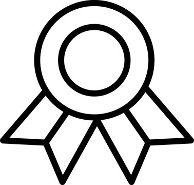 Medal with ribbon premium quality vector icon. Best choice label, certified badge, approval chec or award guarantee.