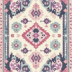 Soft Geometric Tribal Pattern in Pastel Colors