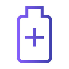 Obraz premium Simple purple battery icon indicating charging status with a plus sign, symbolizing power and energy