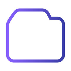 A minimalist logo design representing a folder in a modern digital style, showcasing a simple outline in vibrant purple gradient
