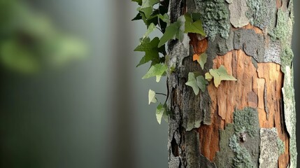 Detailed 3D Render of Tree Bark with Peeling Texture