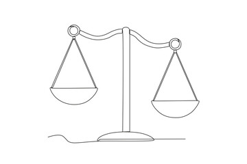 Single continuous line drawing Professional Loyer, Diplomacy, Law symbol scales
