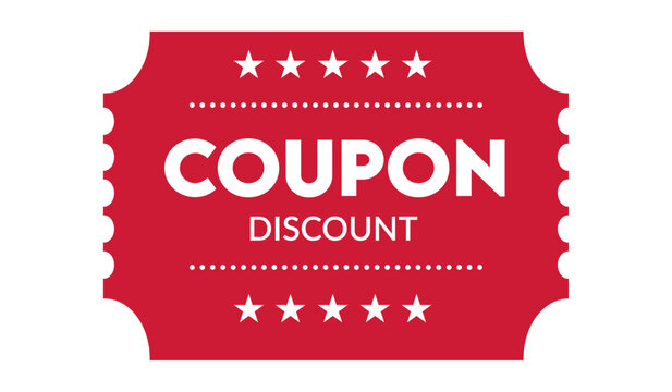 Vector coupon. Discount coupon template isolated. Vector ticket. Red coupon discount