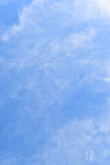 beautiful blue sky and white fluffy group of clouds with sunrise in the morning, natural background