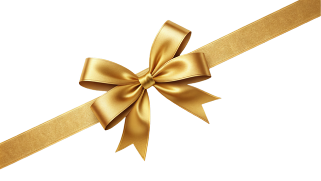 Golden Bow with Ribbon: Elegant Gift Wrapping Design