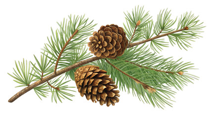 Fototapeta premium Close-up of a Pine Branch with Cones: Natural Beauty of Evergreen Trees