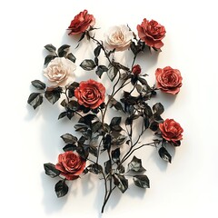 red roses 2d illustration  white background