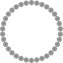 Snowflake circle frame. Winter snowflake round border.