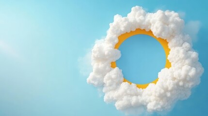 Radiant sunshaped cloud illuminates azure sky, a celestial marvel of nature's artistry