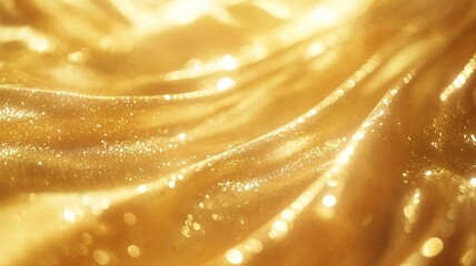 Luxurious Golden Silk Waves with Glitter Effect. Abstract Elegant Background for Premium Design