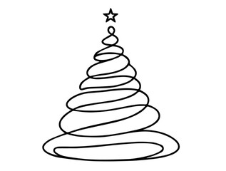 minimalistic Christmas tree drawing, perfect for seasonal branding and graphic projects black vector