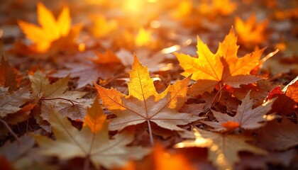 Fototapeta premium autumn maple leaves background with copy space