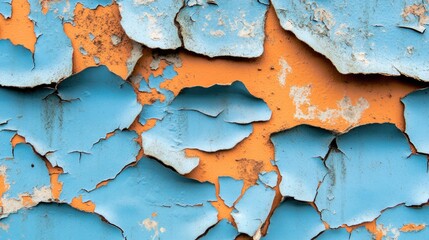 Weathered Surface with Peeling Paint and Vibrant Colors