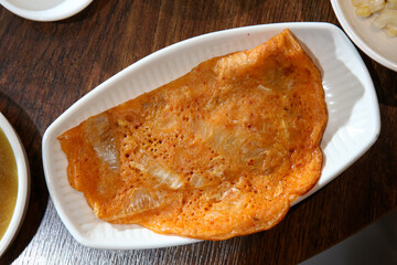 Korean traditional food. Kimchi pancake