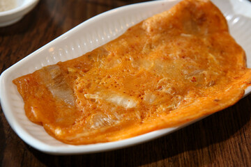Korean traditional food. Kimchi pancake
