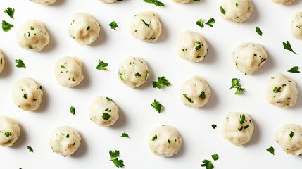 Obraz premium Captivating Shot of Cooked Dumplings on a White Surface