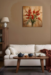 Mock up poster frame on Walls in interior background, template