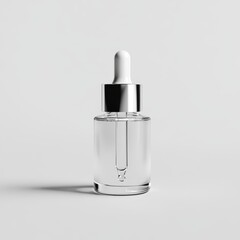 Fototapeta premium Clear Glass Dropper Bottle on Light Background