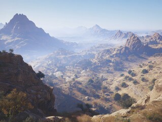 Obraz premium Majestic Mountain Range in Arid Desert Landscape