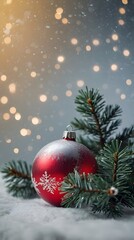 Obraz premium Minimal Christmas Background, Ball, Balloon, Pine Tree, Christmas tree, Minimal Background, Minimal Design