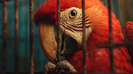 Close-Up of Pet Parrot Interacting in Cage - 16K Resolution