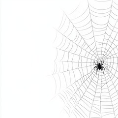 Minimalist line art illustration of a spider web with a small spider in the center, isolated on a white background.