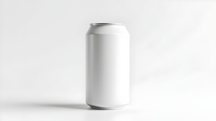 Blank White Aluminum Can Mockup - Clean Product Photography on White Background, Minimalist Beverage Packaging Template Design