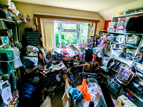 A Giant Hoard Of All Sorts Within A House Room, Mainly Crafts