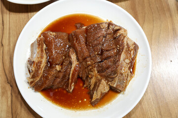 Korean barbecue. Marinated pork ribs