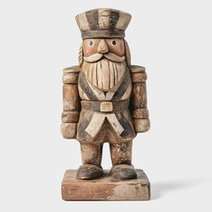 Vintage Nutcracker Soldier Figurine on White Background