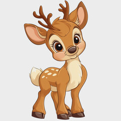 Obraz premium Cute Cartoon Reindeer Isolated on White Background