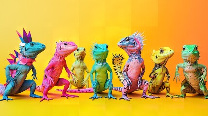 Creative Animal Concept: Group of Lizards