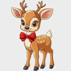 Obraz premium Cute Cartoon Reindeer Character on White Background