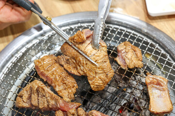Korean barbecue. Marinated pork ribs