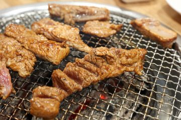 Korean barbecue. Marinated pork ribs