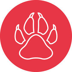 Tiger Paw Print line circle icon