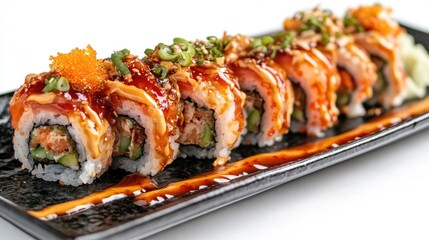 Vibrant Array of Mixed Sushi Rolls on Plate