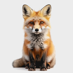Isolated Winter Fox on White Background