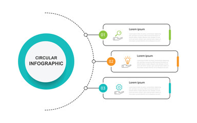 Design template infographic vector with line circle diagram and 3 step process